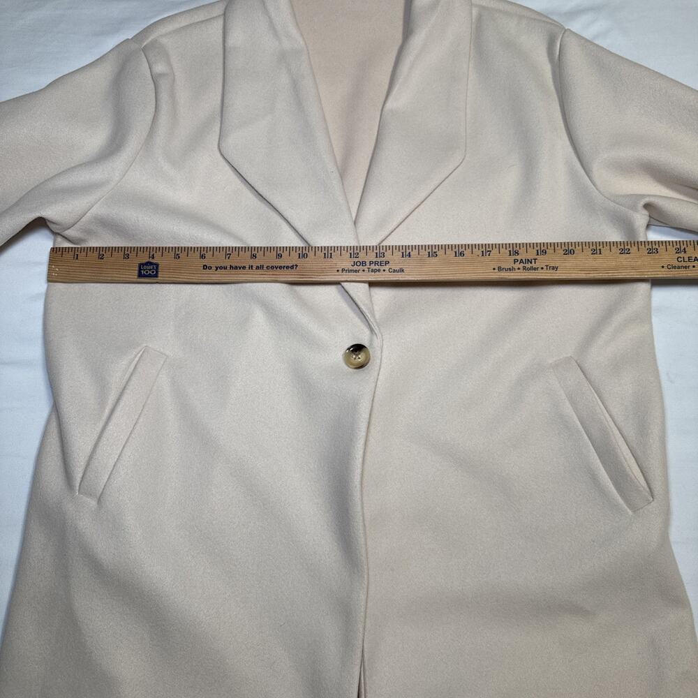 Womens Cream One Button Collared Coat Jacket Blazer Oversize Size XL Pockets EUC - Picture 3 of 13